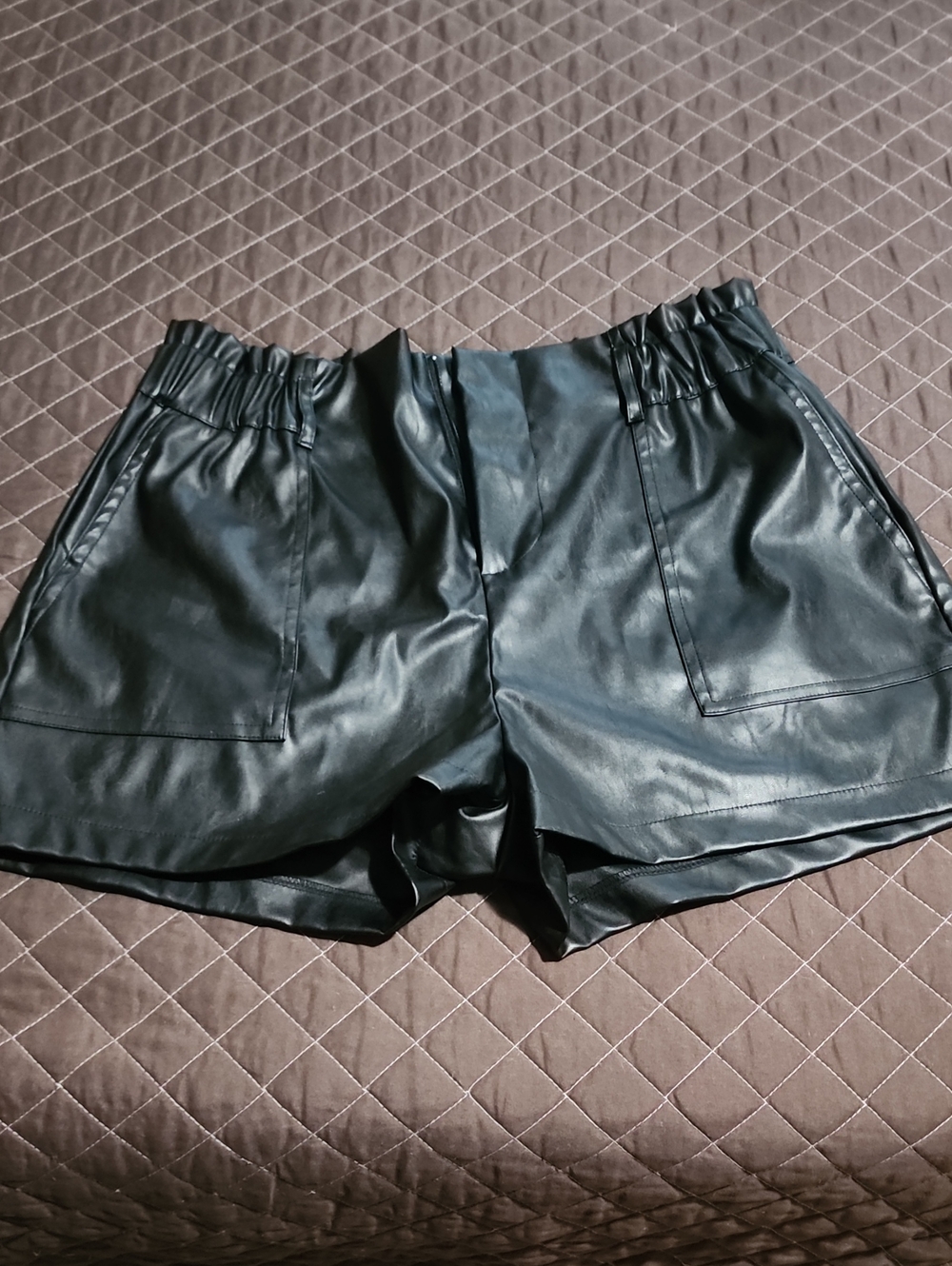 Silver Jeans Black Faux Leather High-Waist Shorts